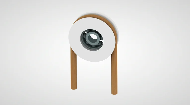 Einfache Rolle mit Metallachse und Holzrollen