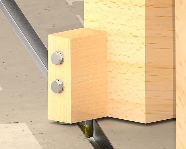 Wooden folding gate with metal fitting and screw connections