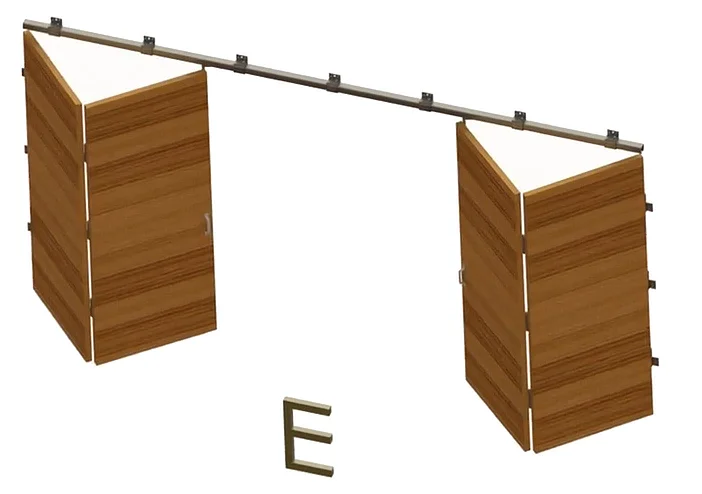 Folding sliding gate type E with wooden panels and track